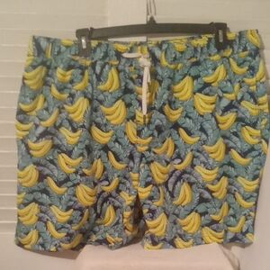 Tropical Banana Print Men's Swim Trunks